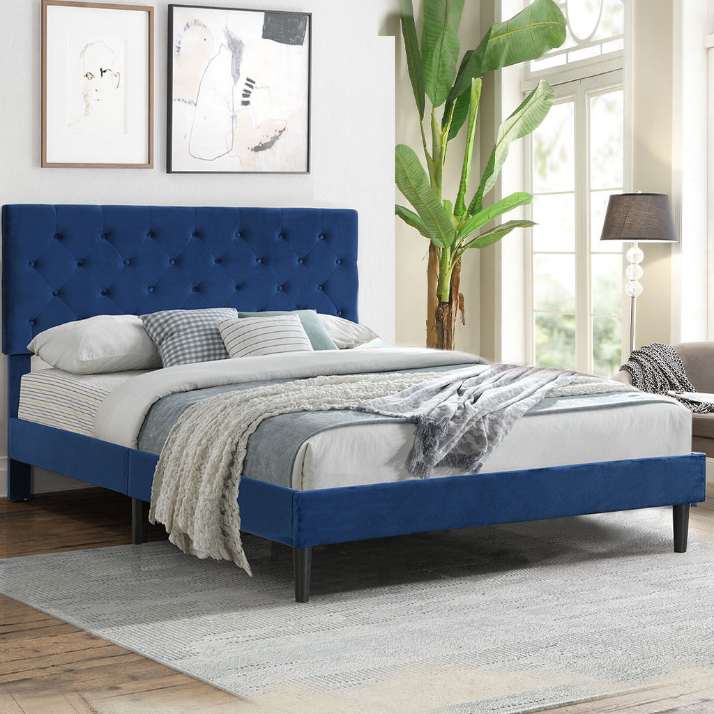 Levede Bed Frame Queen Size Mattress Blue-1954802930318184455
