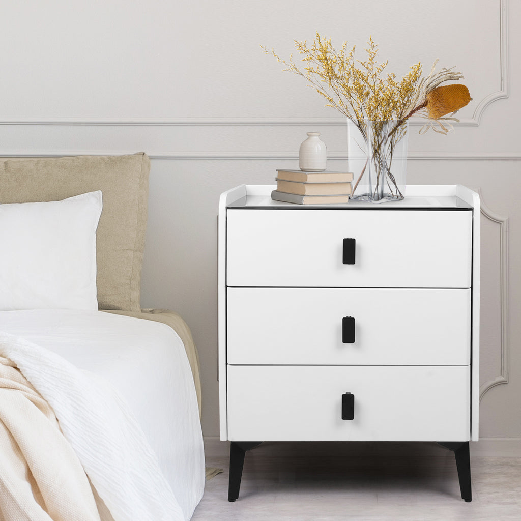 Levede Bedside Table LED Lights Drawers Storage-1954802385335488518