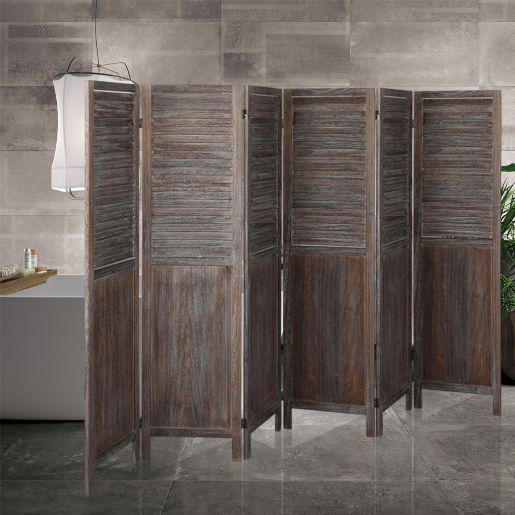 Levede 6 Panel Partition Room Divider Brown-1954802330083921927