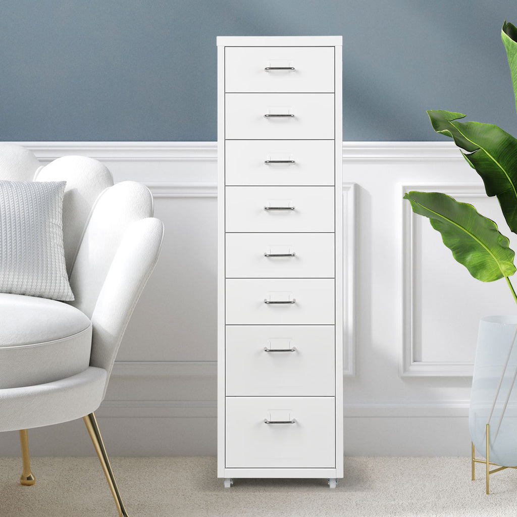 Levede Office Cabinet 8 Drawer Drawers White-1954802725258661894