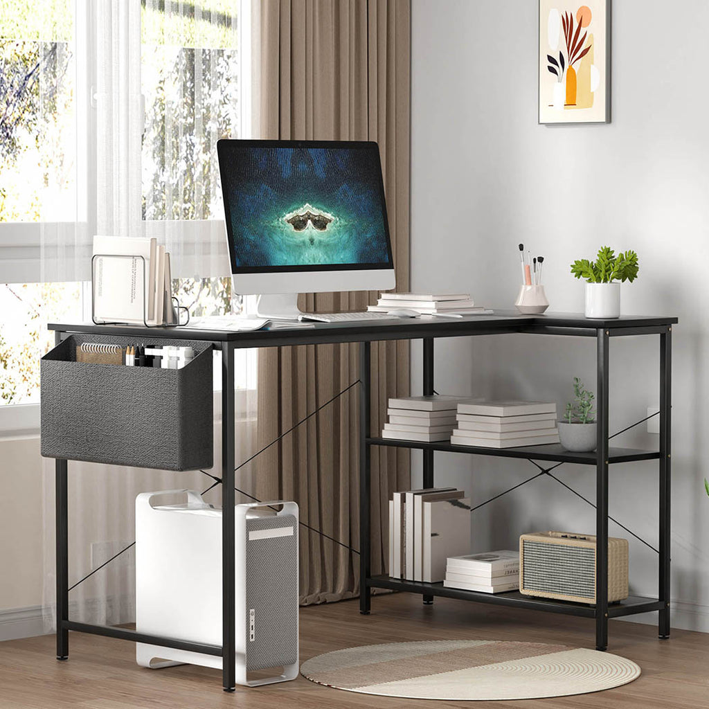 Levede L Shaped Computer Desk Home Desk Black-1954802382059737095