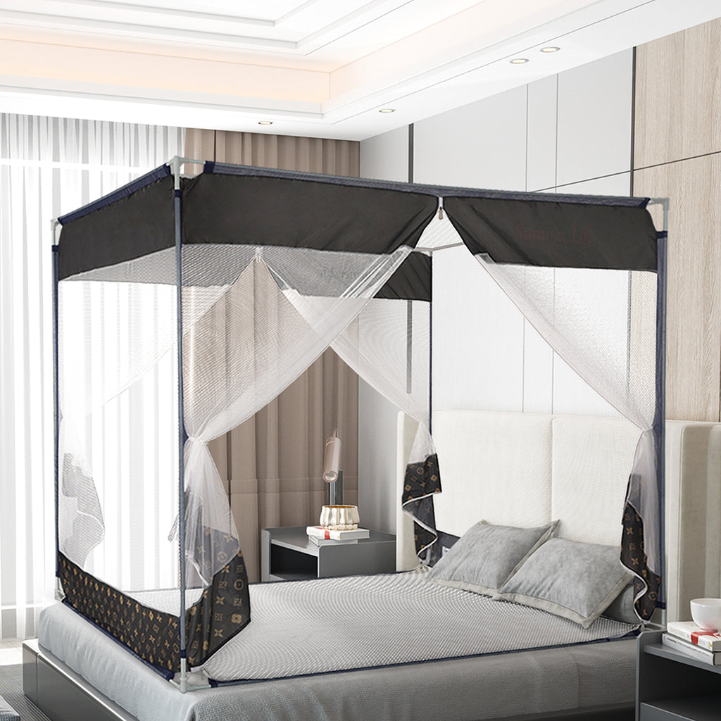 Dreamz Mosquito Bed Nets Foldable Canopy Square Grey-1954802841772232711