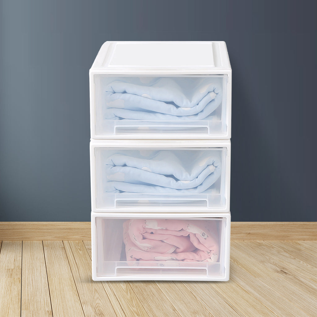 Plastic Storage Box Stackable Containers M 3PK Medium-1954802598393548806