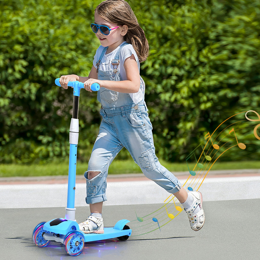 Bopeep Foldable Kids Scooter LED Music Blue-1954802362413617158