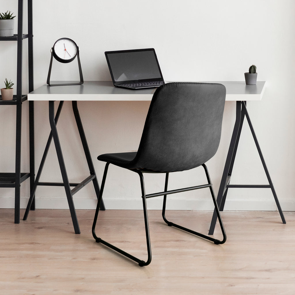 Levede 2x Dining Chairs Kitchen Table Black-1954802996567216135