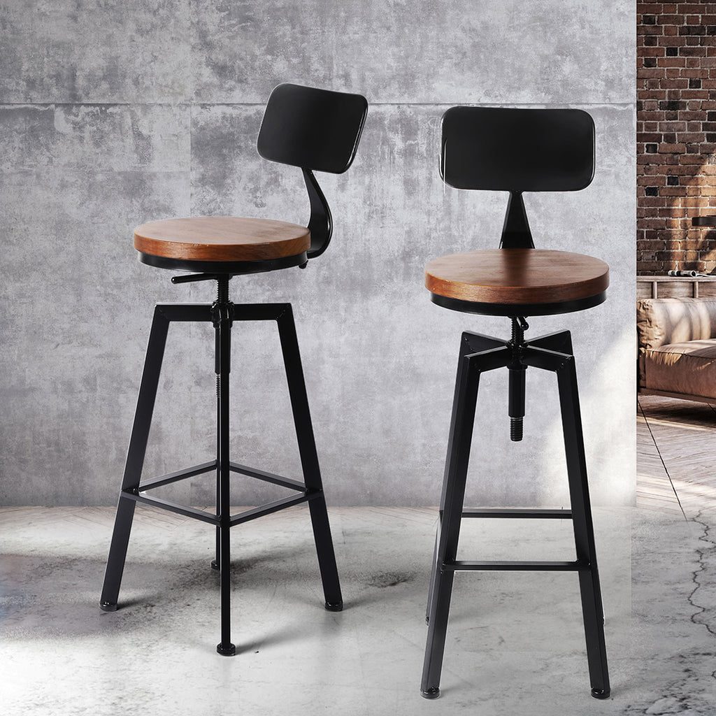 Levede 4x Bar Stool Kitchen Wooden Metal-1963748915782225927