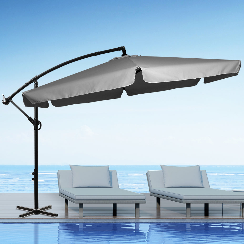 Mountview 3M Cantilever Umbrella Outdoor Grey Without Base-1954802877381873671