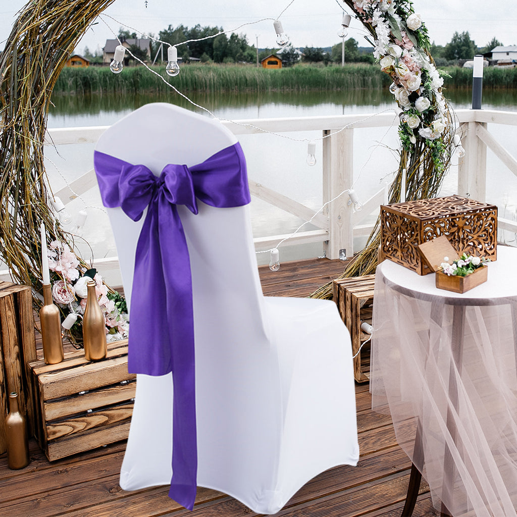 20x Table Runner Satin Chair Sashes Eggplant-1954802693256122374
