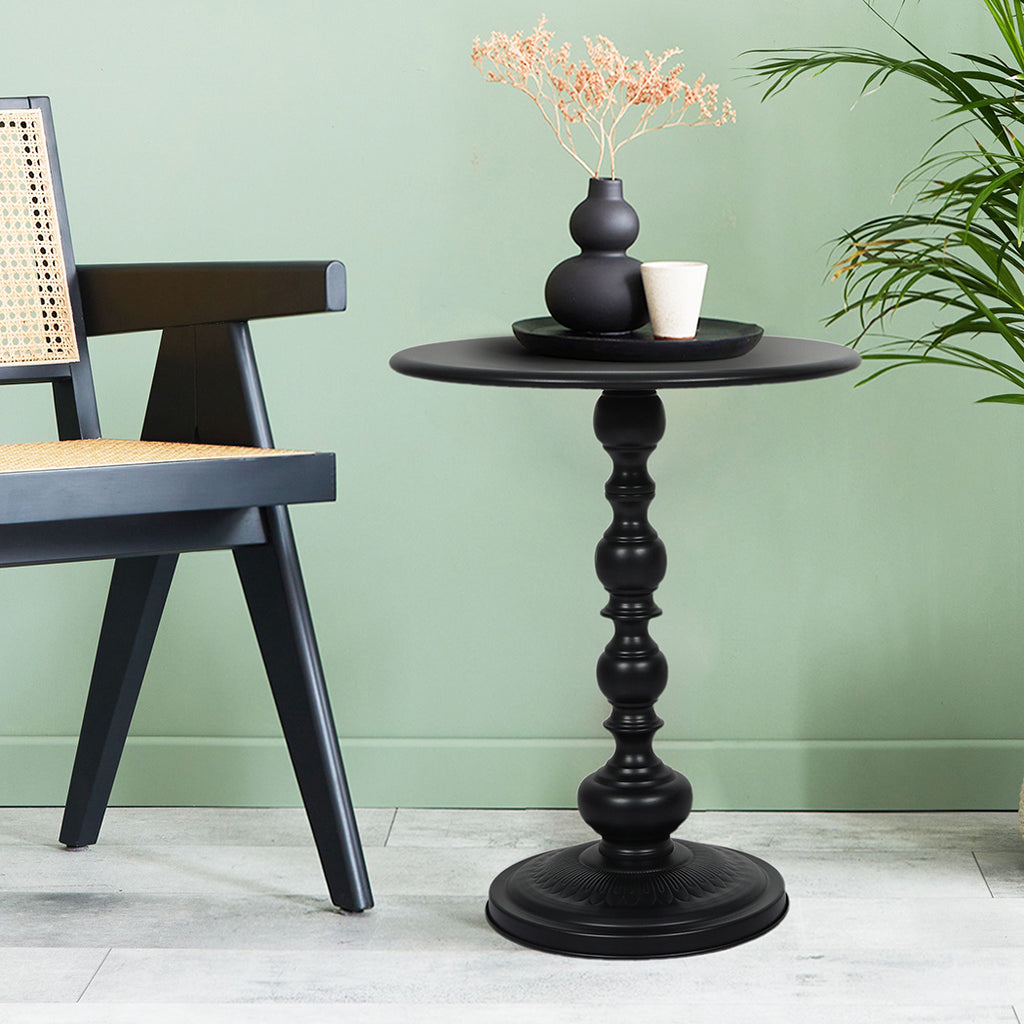 Levede Side Table Vintage End Round Black-1954802989973770247