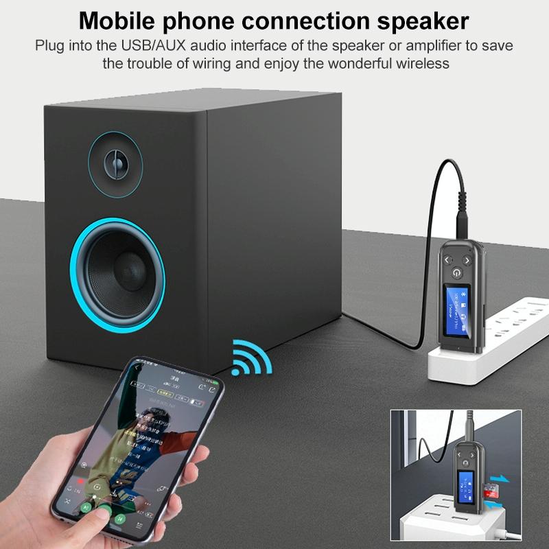 2-In-1 Usb Car Bluetooth 5.0 Audio Adapter With Lcd Screen-1969996439115403267