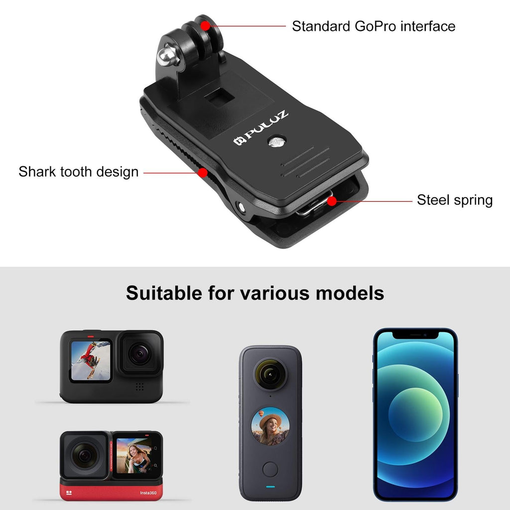 360 Degree Rotating Backpack Hat Mount With Phone Clamp Kit-1915197533559328772