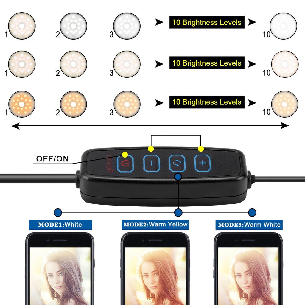 Dimmable Led Ring Lamp With Phone Tripod Stand-1915197576462864386