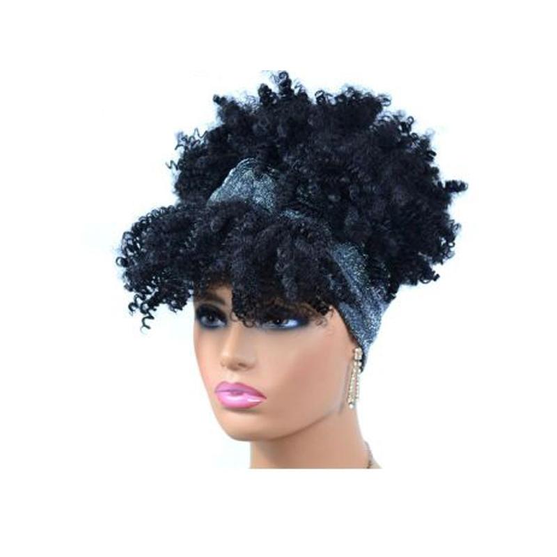 Gradient Small Curly Headscarf Wig In 12.Tjg1 1B Colour-1915197861314826240