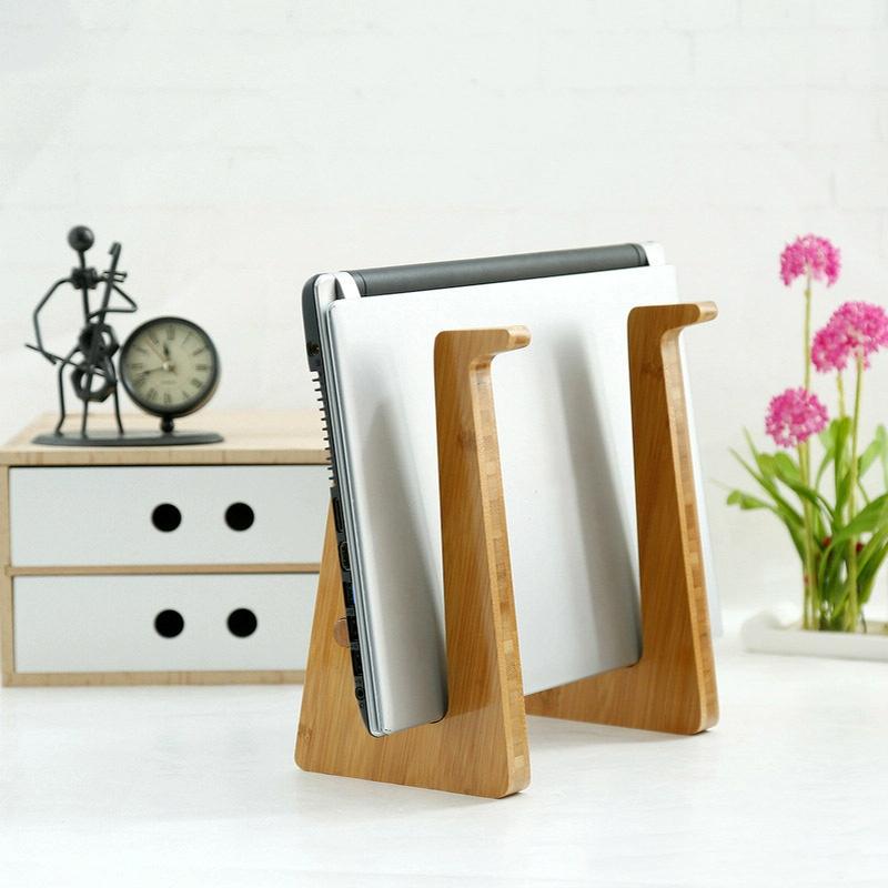 Bamboo Wood Desktop Storage Rack For Computers And Tablets-1964932316853833736
