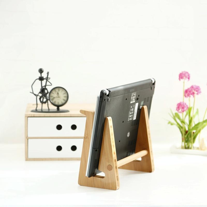 Bamboo Wood Desktop Storage Rack For Computers And Tablets-1964932316853833732