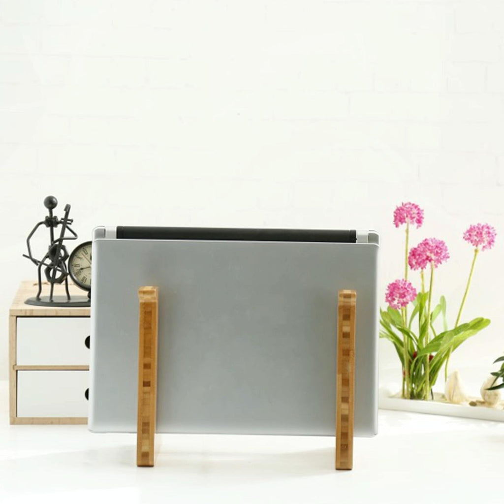 Bamboo Wood Desktop Storage Rack For Computers And Tablets-1964932316853833733