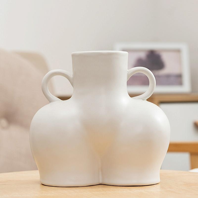 Large Matte White Ceramic Flower Vase For Home Decor-1915197950036938752