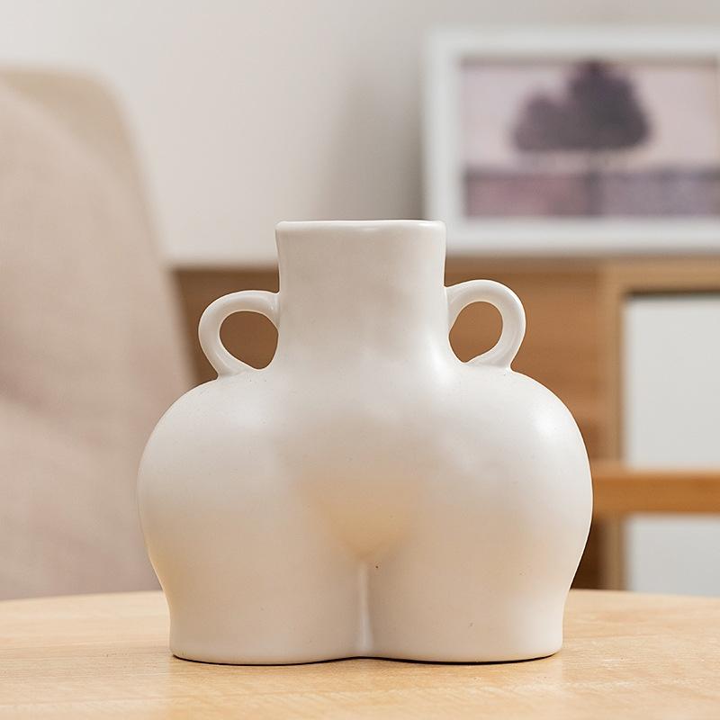 Small Matte White Ceramic Flower Vase For Home Decor-1915197788409434112