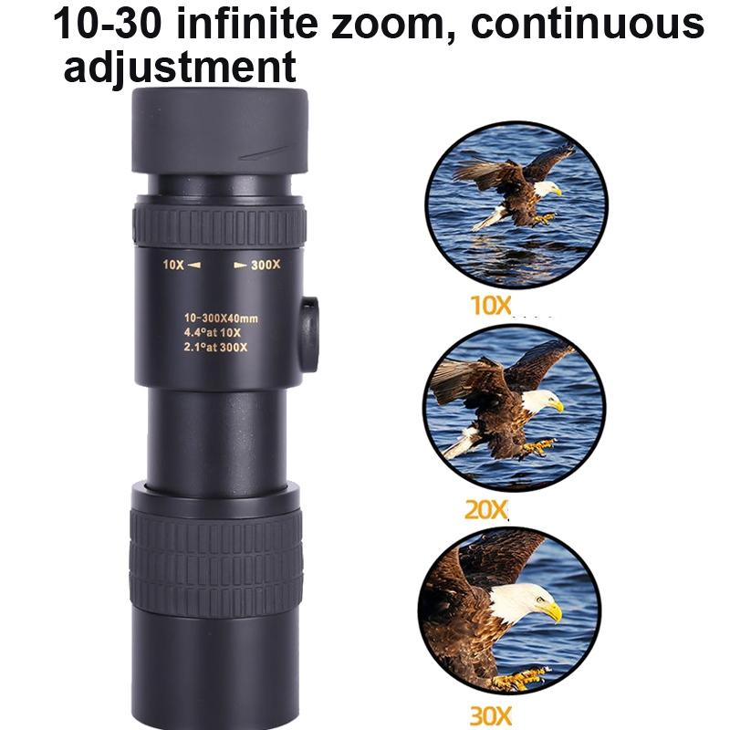 High Definition Monocular Telescope - 10-300X40 Bak4 Prism-1915198293391052802