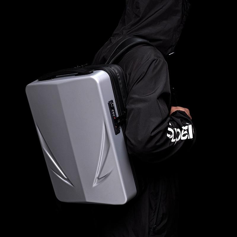 Men Gaming Backpack - Double-Layer Hard Shell - Black-1915197609878884358