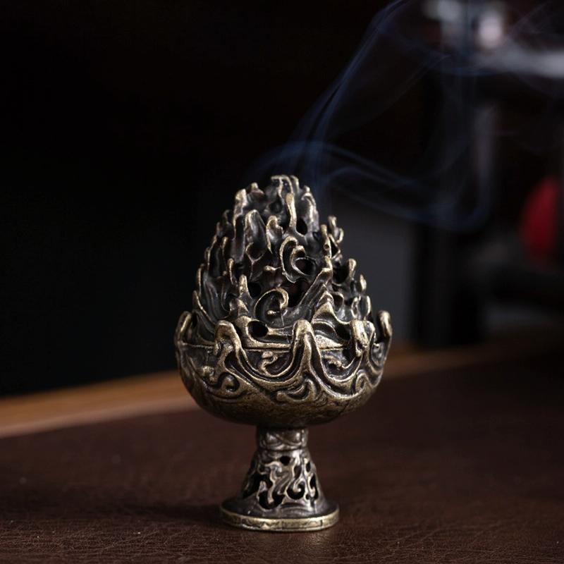 Small Vintage Copper Incense Burner - Bronze Ornament-1915198270091694086
