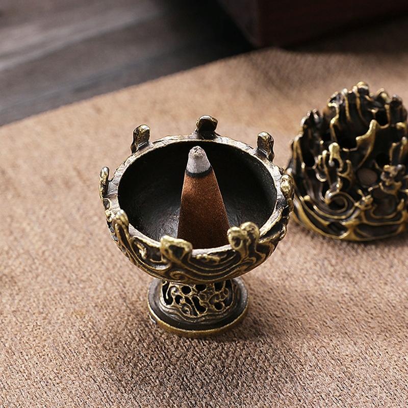 Small Vintage Copper Incense Burner - Bronze Ornament-1915198270091694081