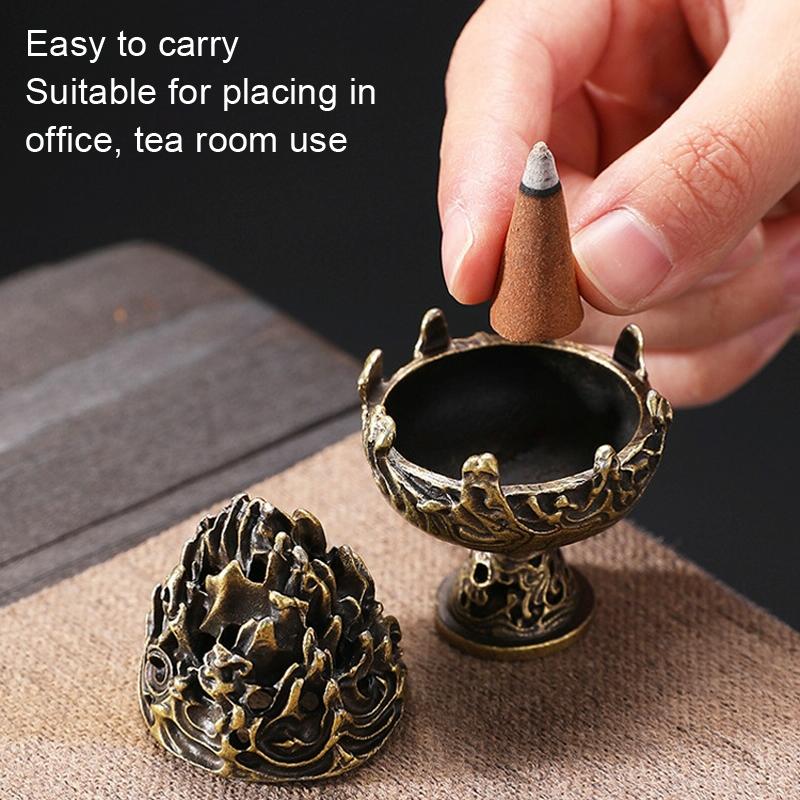 Small Vintage Copper Incense Burner - Bronze Ornament-1915198270091694085