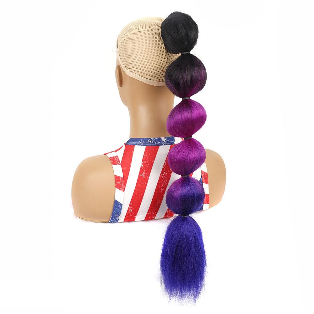 Blue Shaggy Drawstring Ponytail Wig - Long-1915197705534181376