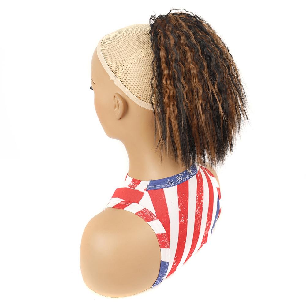 Short Fluffy Drawstring Perm Curly Ponytail Wig - 1Bh30-1915197965576835078
