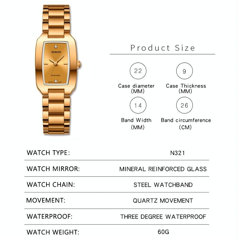 Waterproof Square Metal Quartz Watch - 30M-1915198292665438210