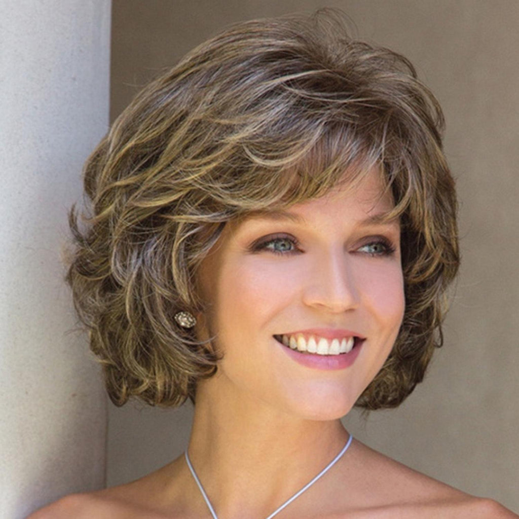 Silk Fiber Short Curly Wig - Gold Colour-1915198120602505216