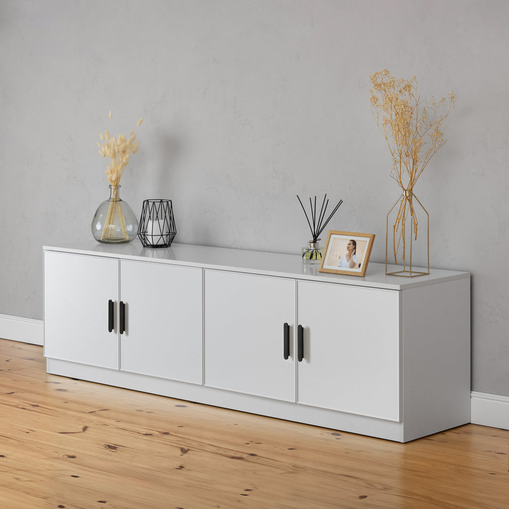 BUCHAREST TV UNIT- WHITE - SLIM - OVAL BLACK