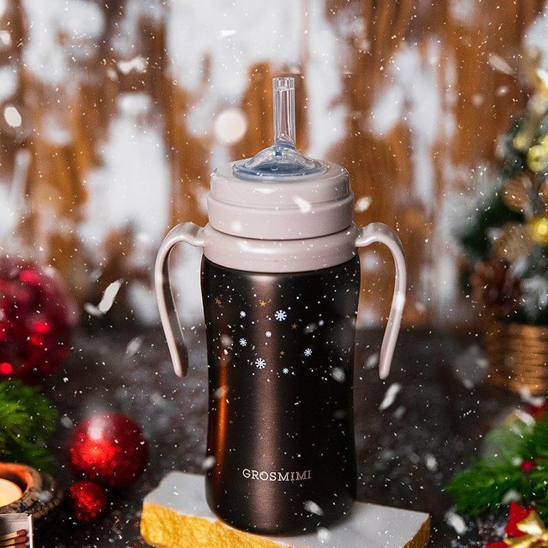 Grosmimi Dark Stainless Straw Cup 300ml White-1954803141711106053