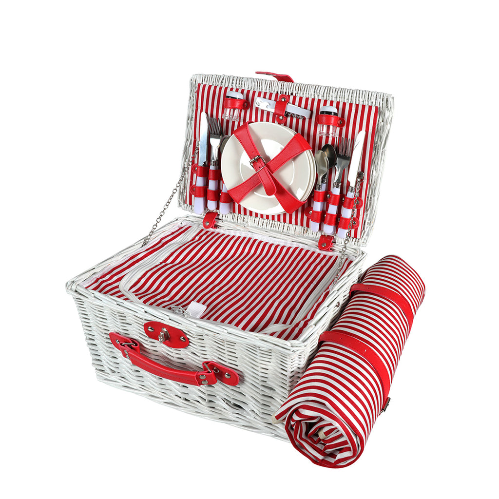 Picnic Basket Set Baskets 4 Person Wicker-1954802902455422976