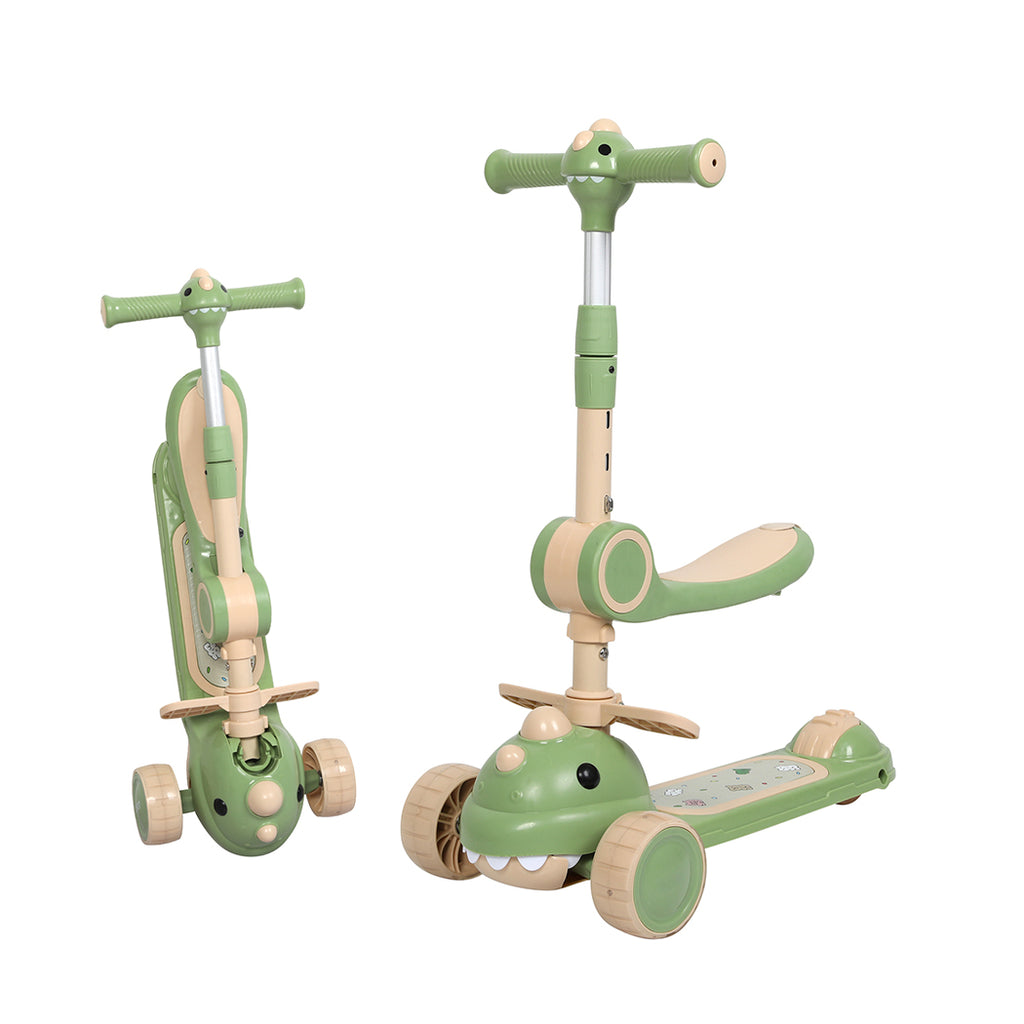 BoPeep Foldable Kids Scooter Flip-able Seat Green-1954802361826414592