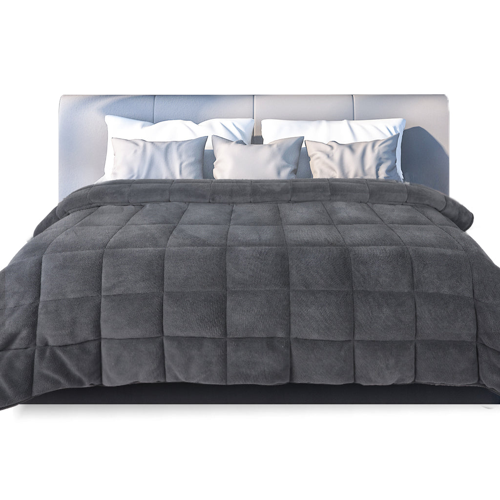 DreamZ Quilt Doona Comforter Blanket Grey Super King-1954802584338436096