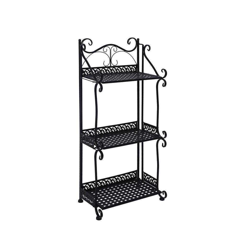 Levede Plant Stand 3 Tiers Outdoor Indoor Black-1954802667826057216