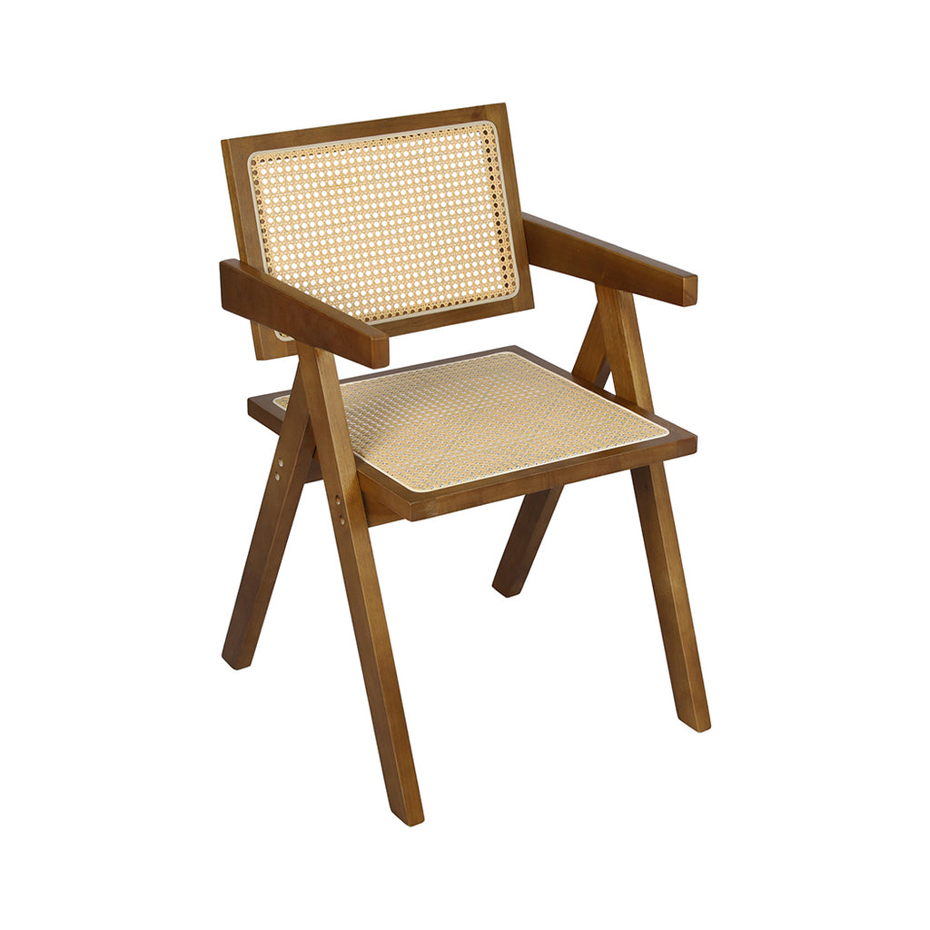 Levede 1x Walnut Wicker Armchair Dining Chair-1954802994130325504
