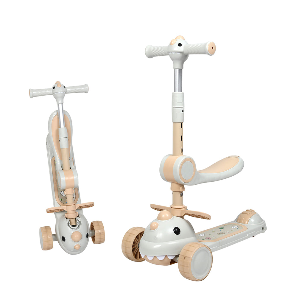 BoPeep Foldable Kids Scooter Flip-able Seat Beige-1954802362019352576