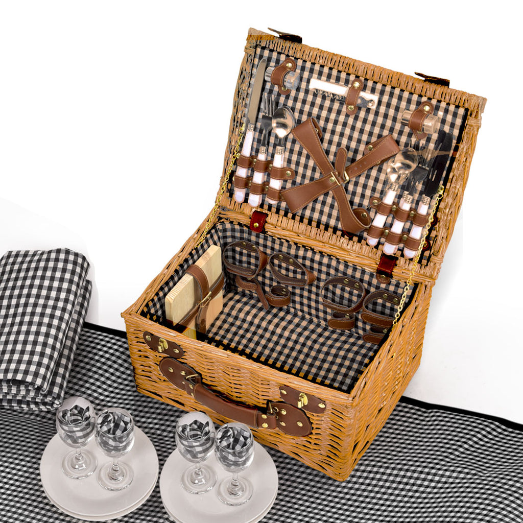 4 Person Picnic Basket Baskets Set Outdoor-1954802336337629184