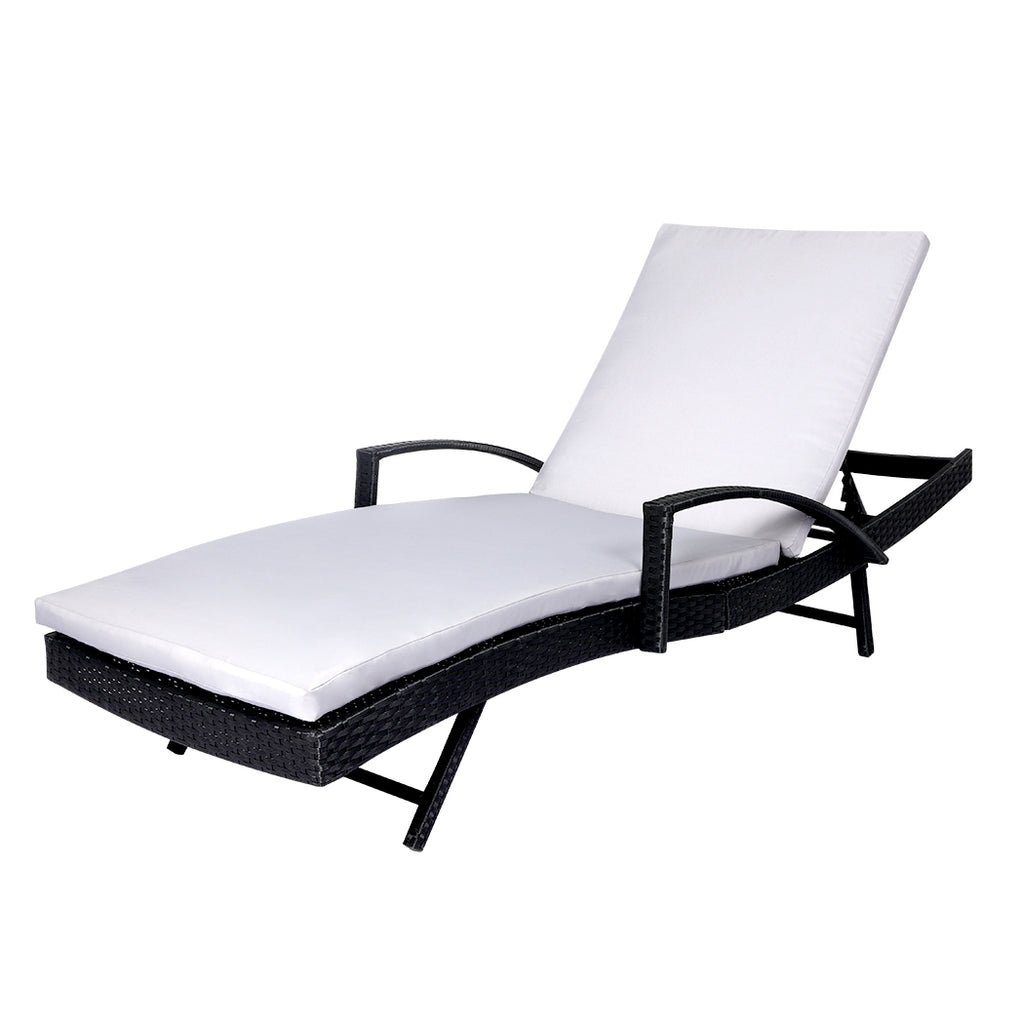 2PCS Levede Sun Lounger Wicker Lounge Grey-1954802878837297152