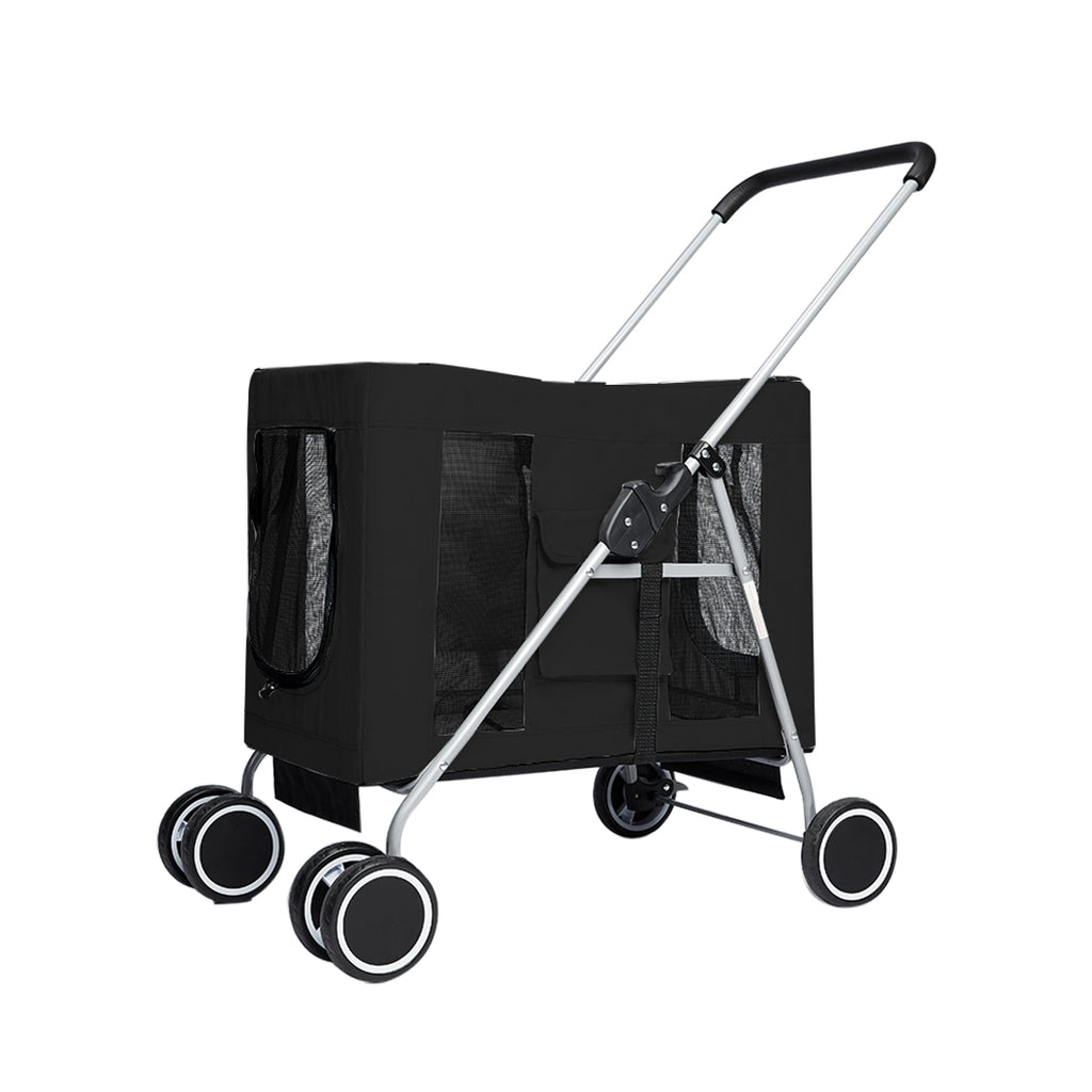 PaWz Pet Stroller Dog Cat Cage Carrier Black-1954802512892661760