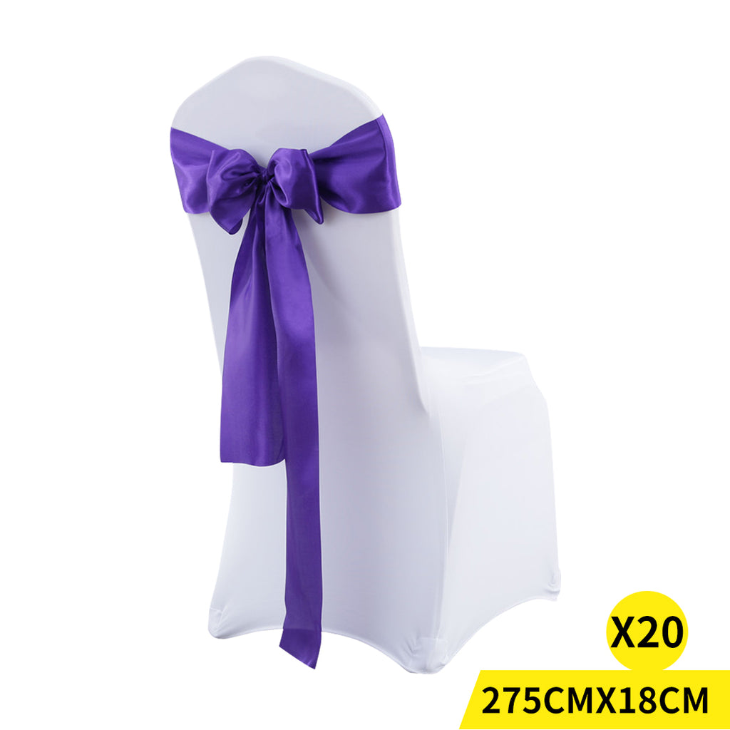 20x Table Runner Satin Chair Sashes Eggplant-1954802693256122368