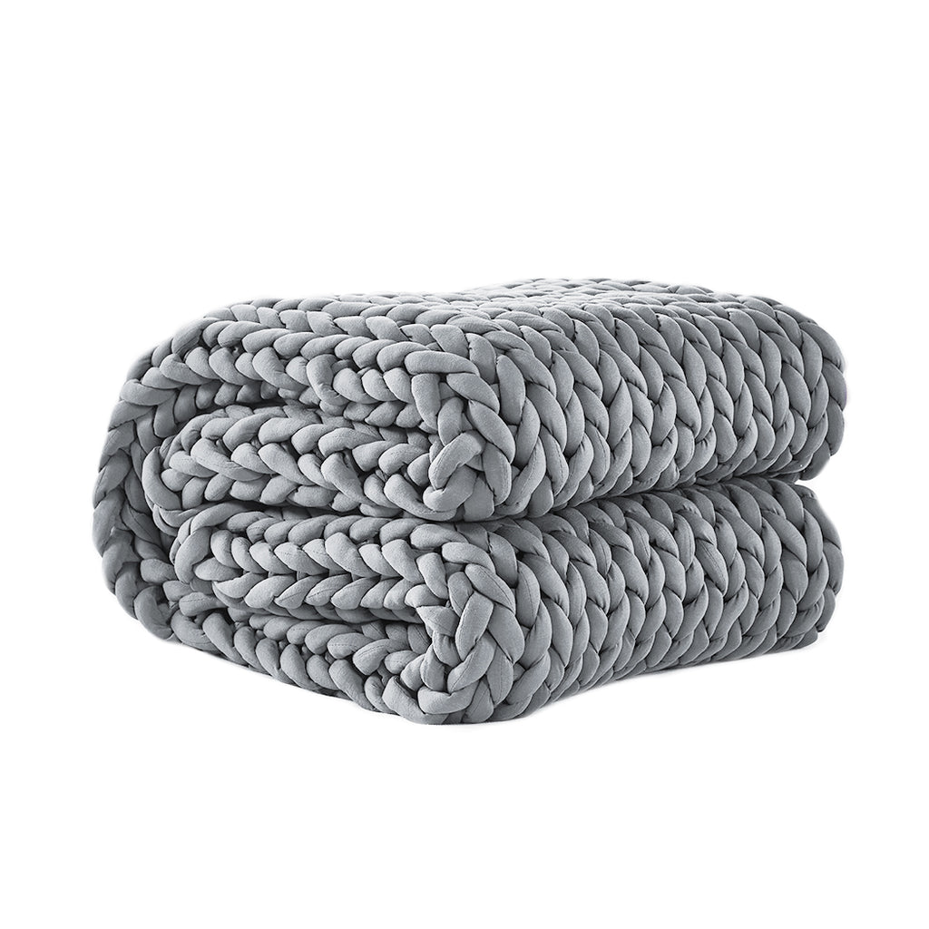 Dreamz Knitted Weighted Blanket Chunky Grey Kids-1954802943781900288