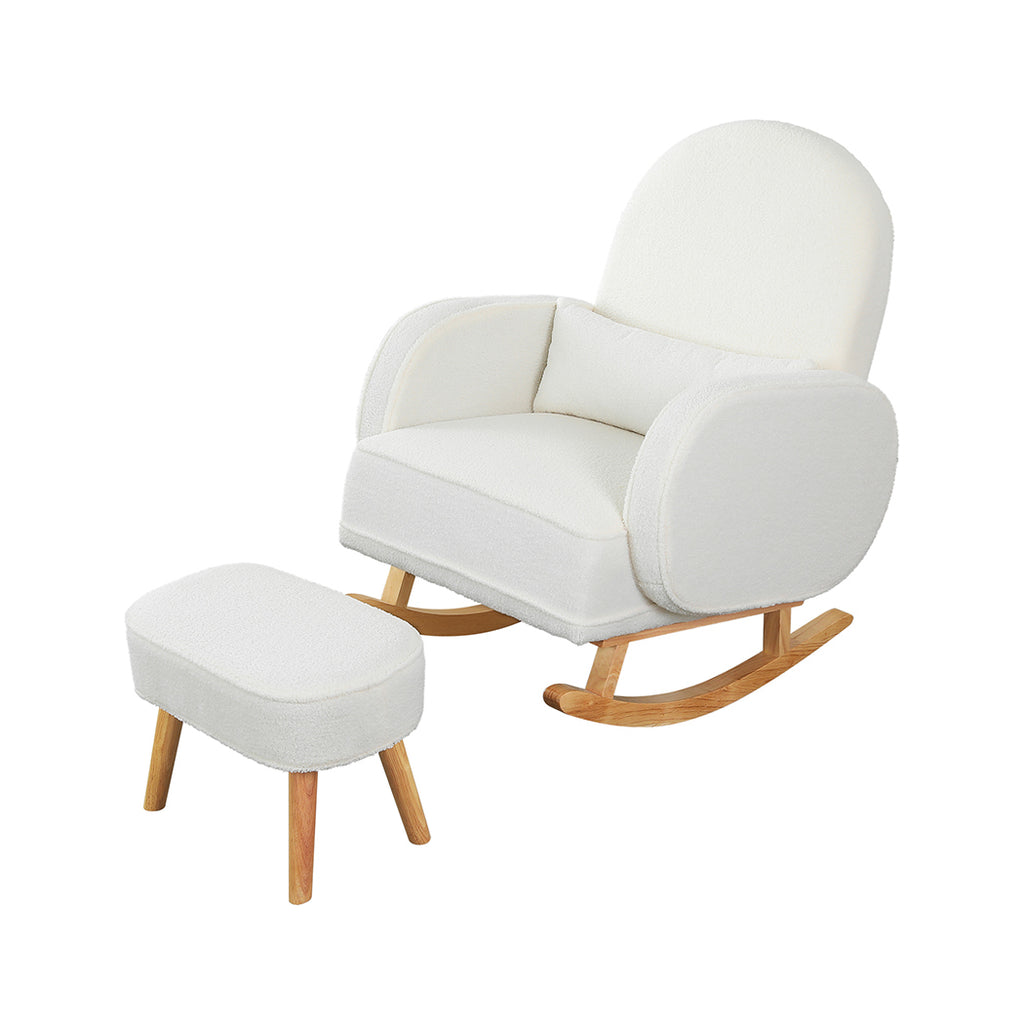 Levede Fleece Rocking Chair with footstool-1954802380063248384