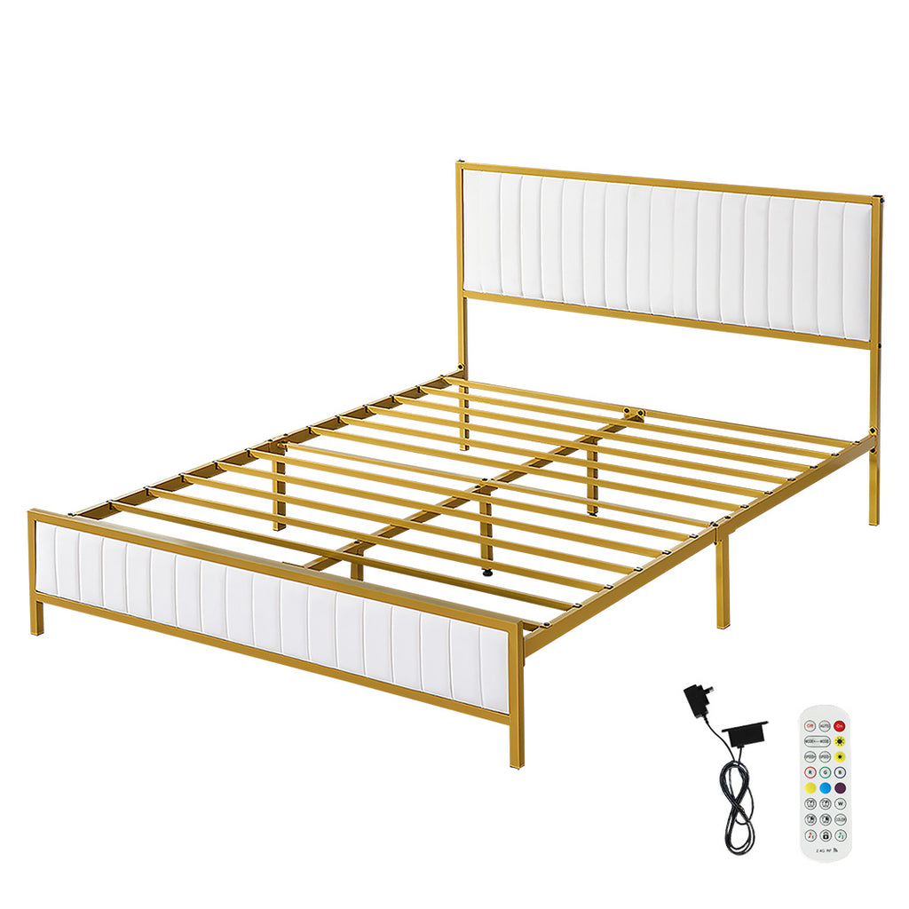 Levede Metal Bed Frame Under Bed Storage Double Beige-1954802450372366336