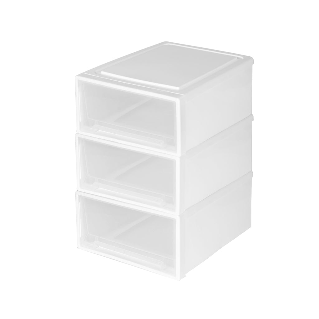 Plastic Storage Box Stackable Containers M 3PK Medium-1954802598393548801