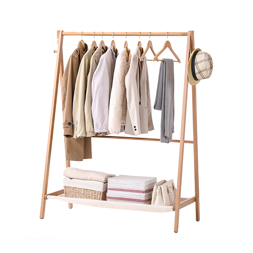Levede Clothes Rack Wooden Wardrobe Natural-1954803003269713921