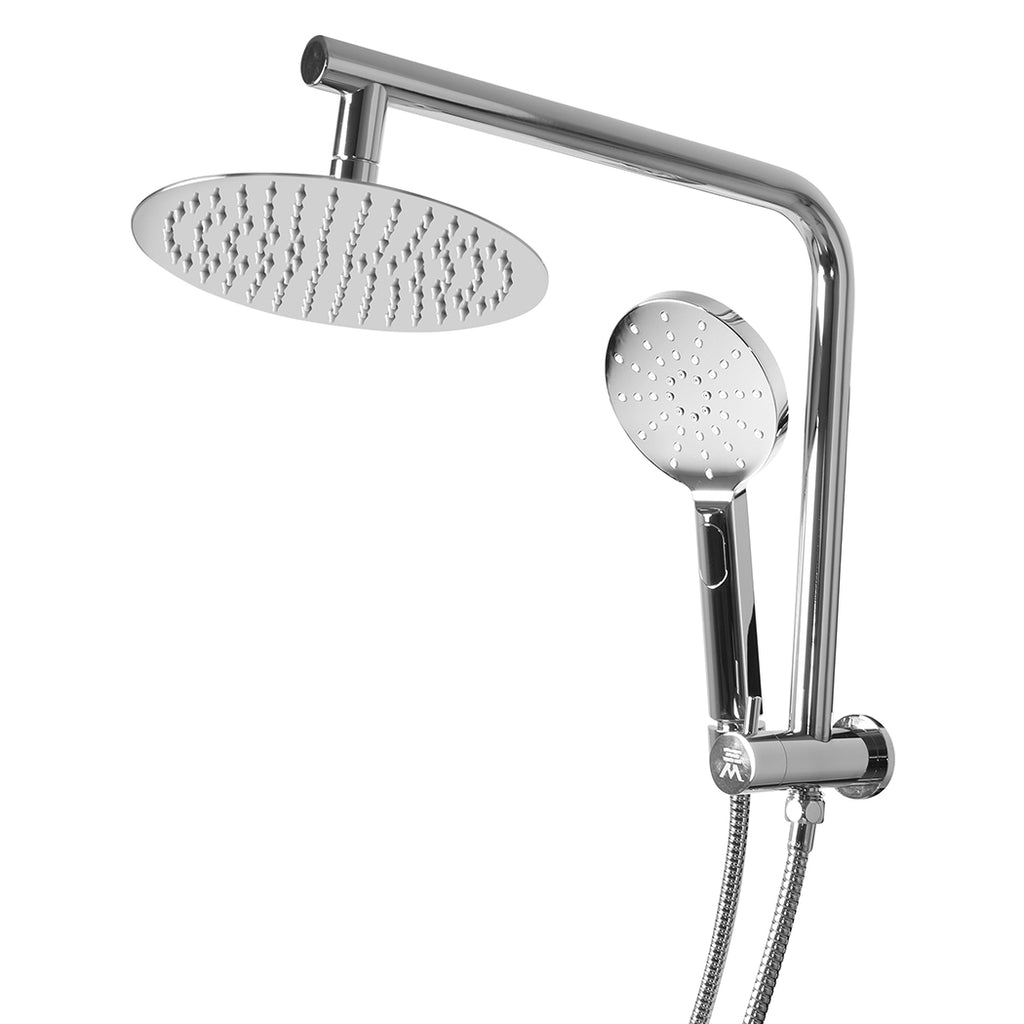High Pressure Shower Head Set Rain Round Silver-1954802953579794433
