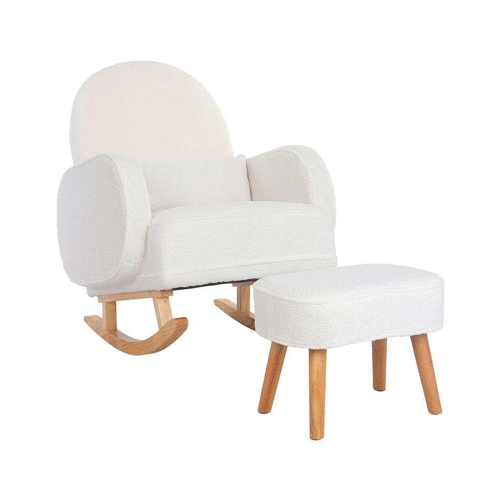 Levede Fleece Rocking Chair with footstool-1954802380063248385